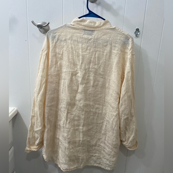 Flax Linen oversized button down tunic cream boho - Picture 9 of 9